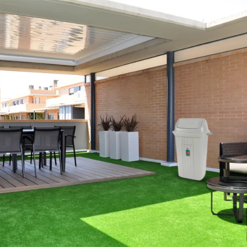 BASURERO CON TAPA VAIVEN DE 105lts - BEIGE