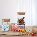 FRASCO DE VIDRIO CUADRADO TAPA BAMBU - 1200ml