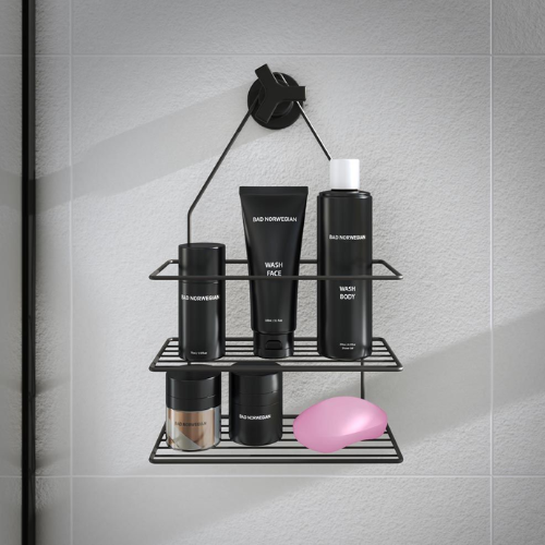 ESTANTE DOBLE PARA BAÑO 22,6 X 11 X 36,2 CM NEGRO