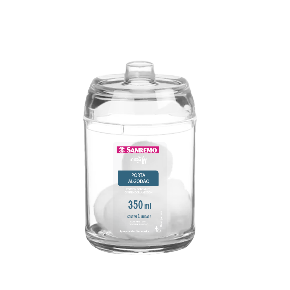 *PORTA ALGODON TRANSPARENTE 350ml