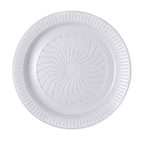 PLATO LLANO DESCARTABLE DE 15cm BLANCO PS (10 UN)