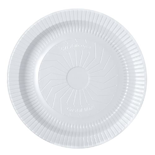 PLATO LLANO DESCARTABLE DE 18cm BLANCO PS (10 UN)