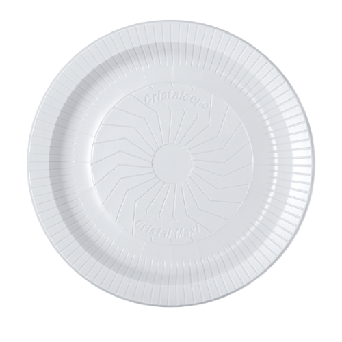 PLATO LLANO DESCARTABLE DE 21cm BLANCO PS (10 UN)