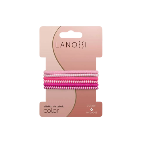CONJ. ELASTICOS P/CABELLO PINK (6un)