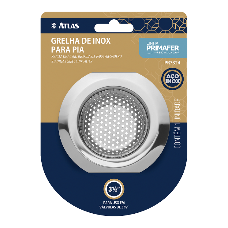 REJILLA P/VALVULA AMERICANA INOX. 3 1/2" PREMIUM