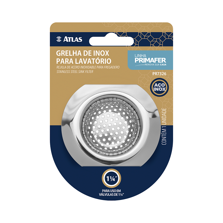 REJILLA P/VALVULA AMERICANA INOX. 1 1/2" PREMIUM