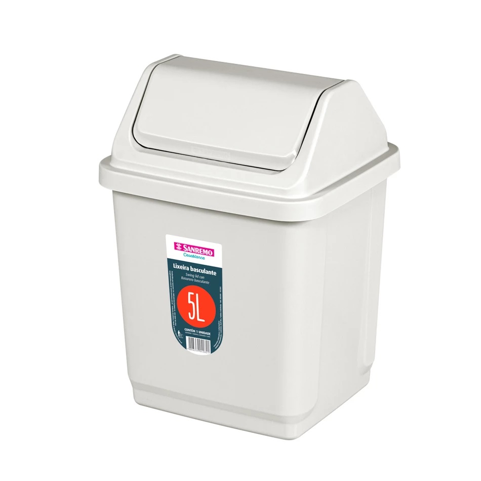BASURERO CON TAPA VAIVEN DE 5lts - BEIGE
