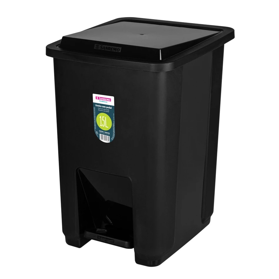 BASURERO CON PEDAL DE 15lts - NEGRO