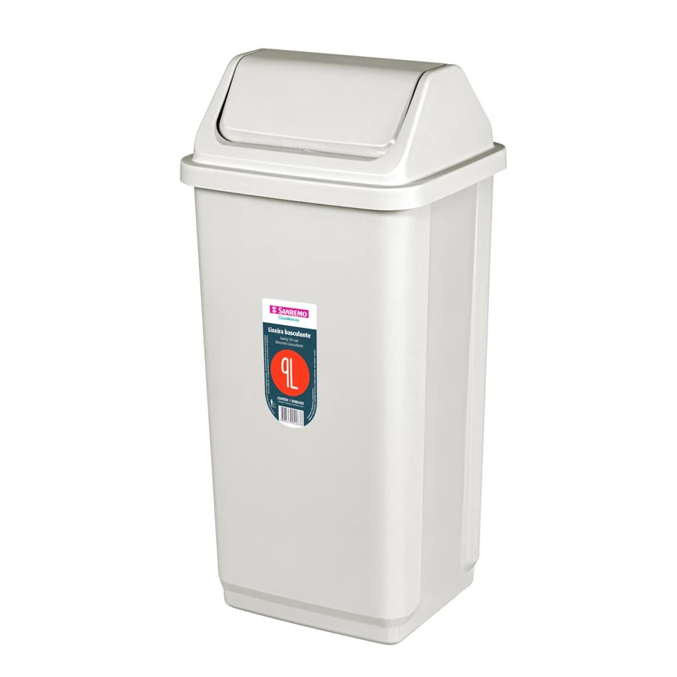 BASURERO CON TAPA VAIVEN DE 9lts - BEIGE