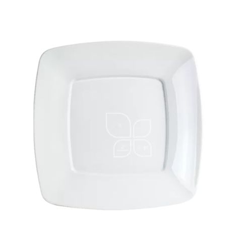 PLATO CUADRADO 21cm X 21 CM PS BLANCO PAQ X. 10 UNID