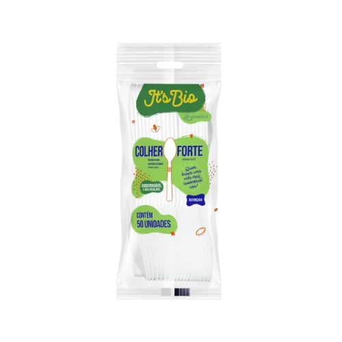 *CUCHARA FUERTE BLANCA BIO 15,5CM PAQ. X 50 UNID