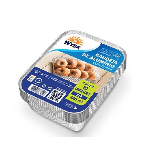 BANDEJA DE ALUMINIO C/TAPA 220ml X 10