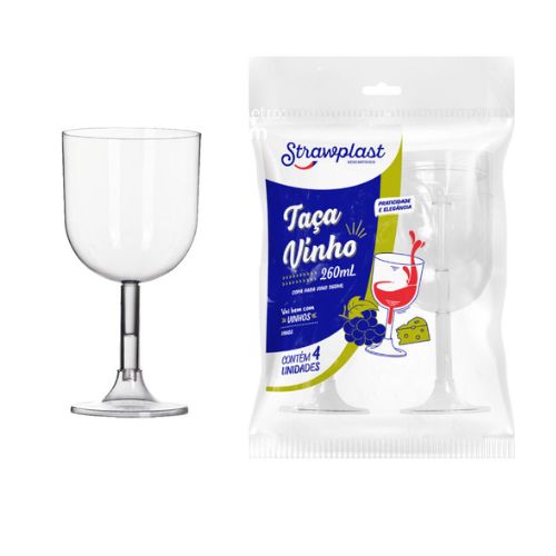 COPA P/VINO 260ml TRANSPARENTE PS PAQ. X 4 UNID