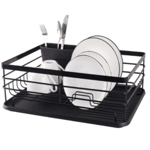 ESCURRIDOR DE PLATOS NEGRO C/BANDEJA