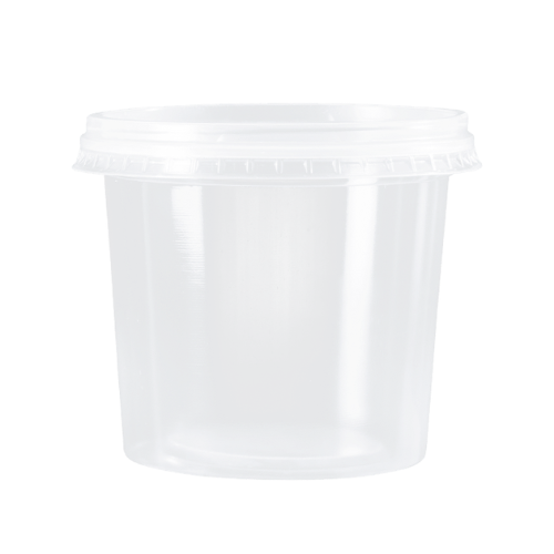 POTE DESCARTABLE CON TAPA 350ml TRANS. PP (25 UN)