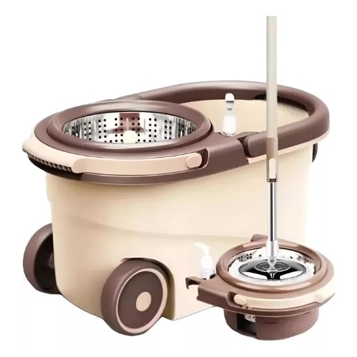 SET DE BALDE 15LTS. C/MOPA GIRATORIA 360° C/ESCURRIDOR ACERO INOX