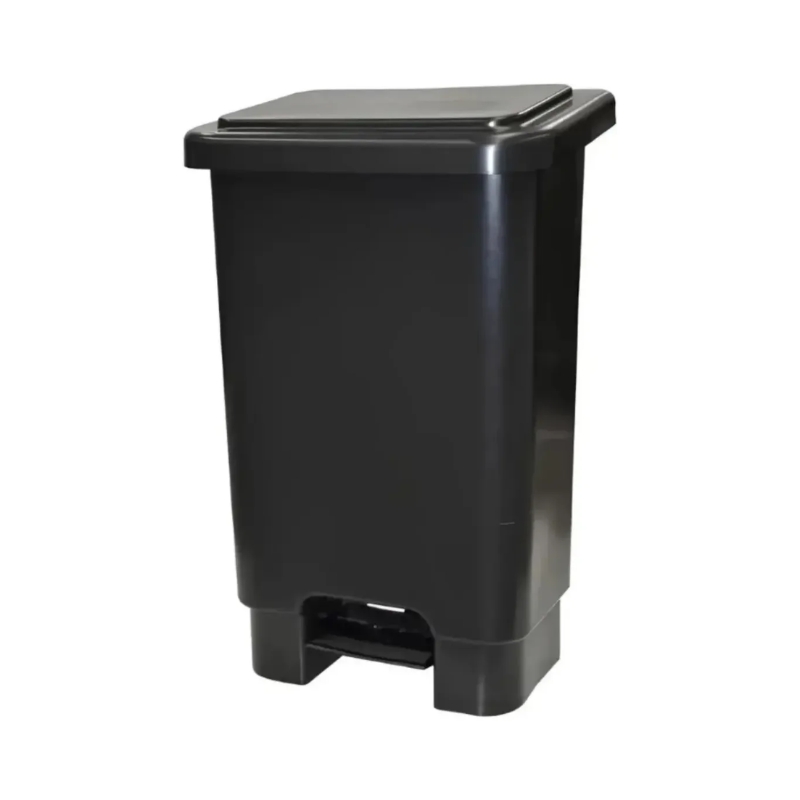 BASURERO C/PEDAL NEGRO (60x33x37cm) 25L