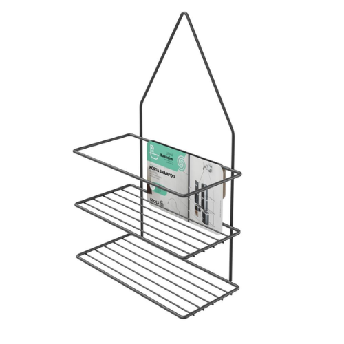 ESTANTE DOBLE PARA BAÑO NEGRO