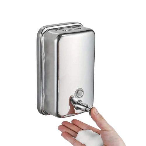 DISPENSADOR JABON LIQUIDO 800ml ACERO INOX.