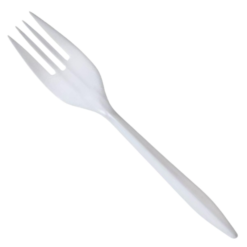 TENEDOR BLANCO EN ENVASE INDIVIDUAL - 100 UNID.