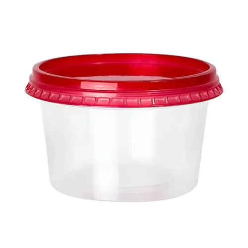 KIT POTE DESCARTABLE PP C/TAPA ROJA 250ml x 6unid.