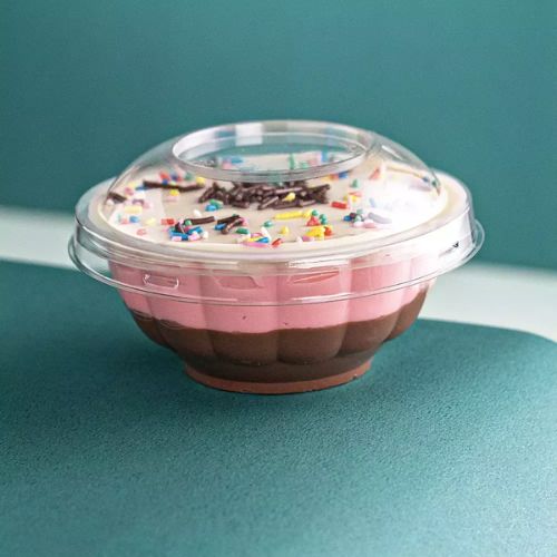 POTE POSTRE 250ML CON TAPA PET 10X6.8 cm SF X10 