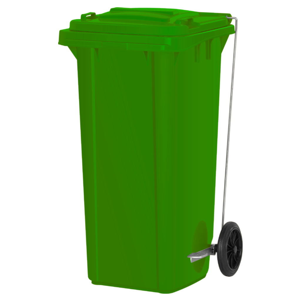 CONTENEDOR RESIDUOS / RUEDA Y PEDAL 120L VERDE ARMADO