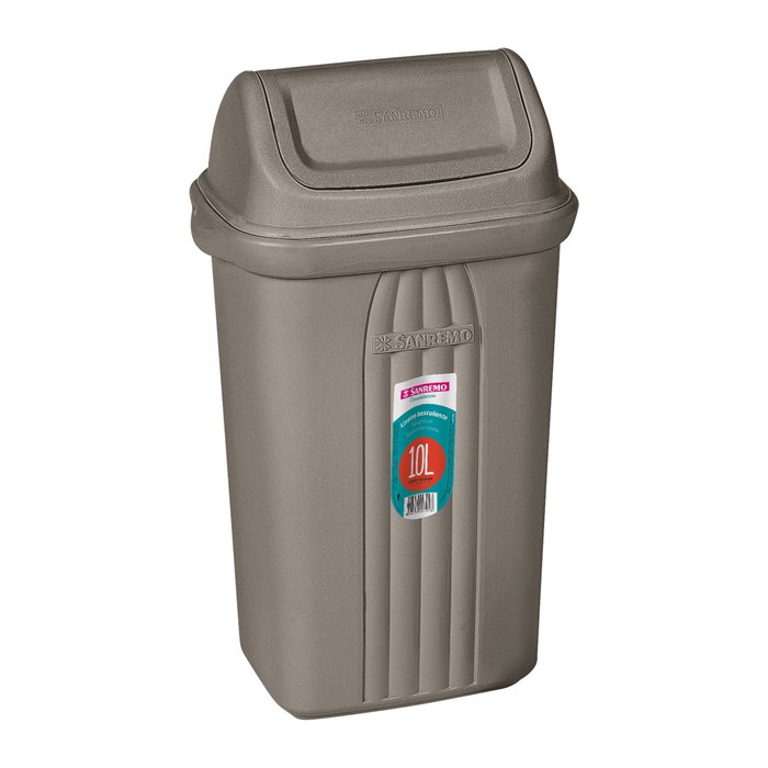 BASURERO CON TAPA VAIVEN DE 10lts - GRIS
