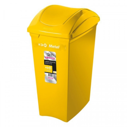 BASURERO CON TAPA VAIVÉN DE 40lts AMARILLO