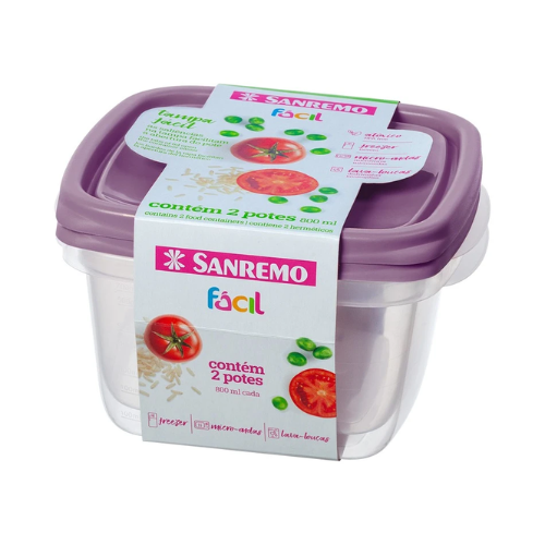 SET DE 2 TAPERS 800ml CUADRADOS IGUALES