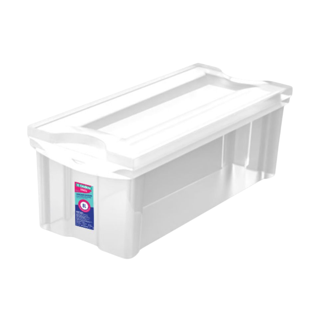 CAJA ORGANIZADORA BAJA TRANSPARENTE 8 LITROS - 42 x 14.3 x 18.5 cm 