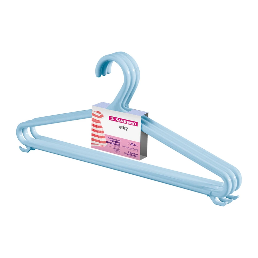 *PERCHA PLASTICA INFANTIL PACK X3 CELESTE