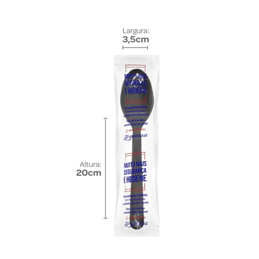 [S675] CUCHARA ENVASADA INDIVIDUAL NEGRA 15,5 CM PS FUERTE PAQ . X 250 UNID