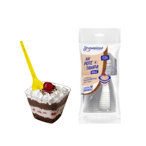 [S532] KIT POTE C/TAPA TRANSPARENTE 180ml PAQ. X 10 UNID