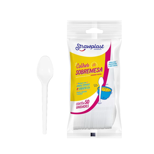 [S199] CUCHARITA DE POSTRE BLANCA 12,3CM PAQ. X 50 UNID