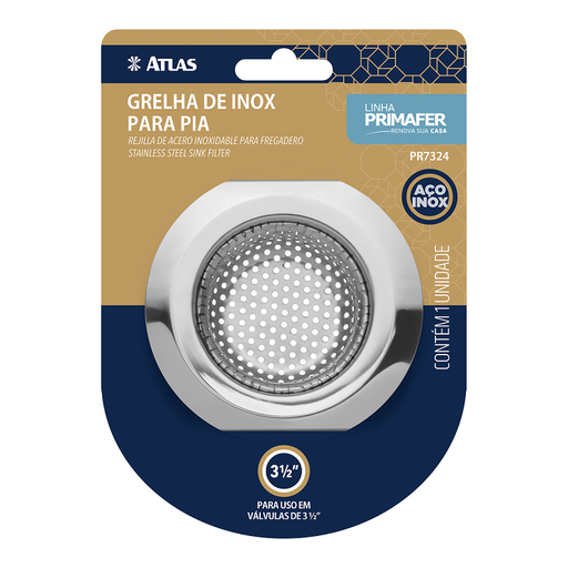 [PR7324] REJILLA P/VALVULA AMERICANA INOX. 3 1/2" PREMIUM