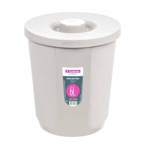 [SR2206] *PAPELERA CON TAPA DE 6lts - BEIGE