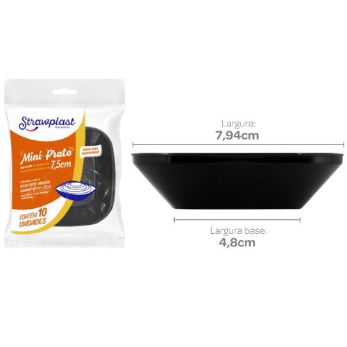 [S753-S10270065] *PLATO DEGUSTACIÓN 7,94cm PS NEGRO PAQ. X 10 UNID