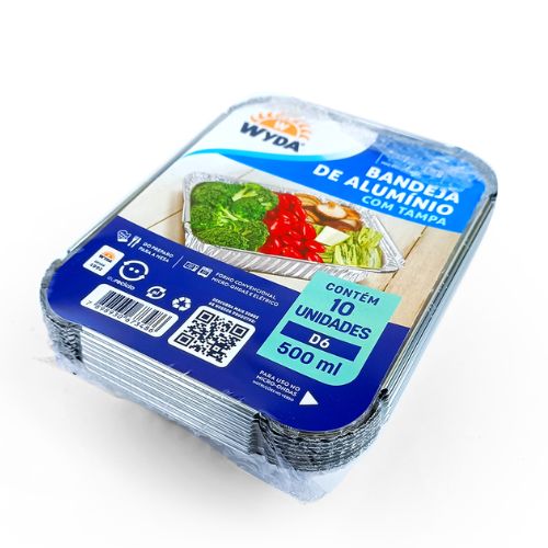 [CJD6-10-36] BANDEJA DE ALUMINIO C/TAPA 500ml X 10