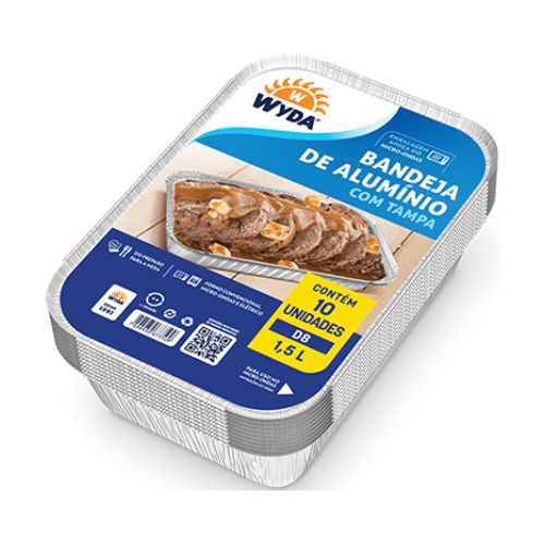[CJD8-10-14] BANDEJA DE ALUMINIO C/TAPA 1.500ml X 10