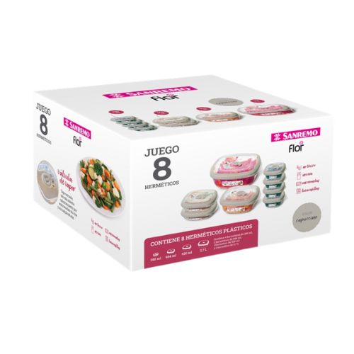 [SR712/8C] SET DE 8 TAPER HERMETICOS - FLOR