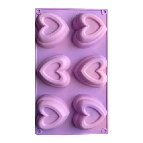 [YH-444] MOLDE 6 CORAZONES DE SILICONA
