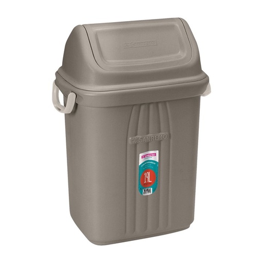 [SR279/20] BASURERO CON TAPA VAIVEN DE 19lts - GRIS