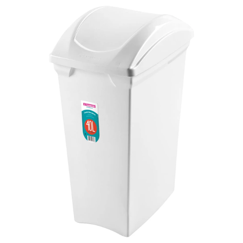 [SR64/1] BASURERO CON TAPA VAIVEN DE 40lts BLANCO