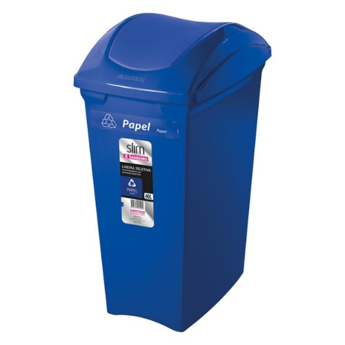 [SR64/21] BASURERO CON TAPA VAIVEN DE 40lts AZUL
