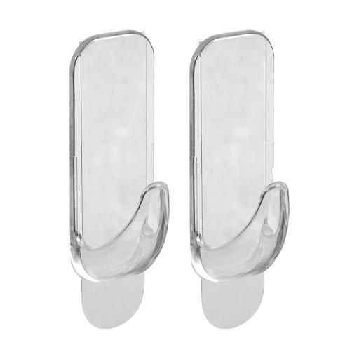 [OR30242] GANCHO RECT. CRISTAL C/ADHESIVO M x2